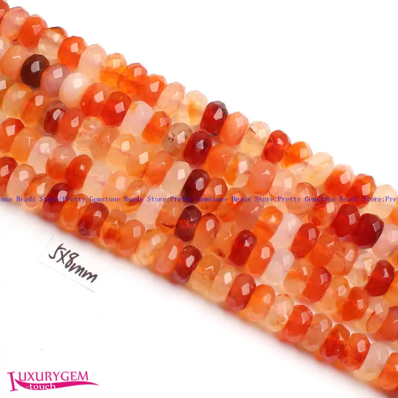 Natural Agates Stone Loose Beads High Quality 5x8mm Faceted Spacer Shape DIY Necklace Bracelet Jewelry Accessories 38cm w3831