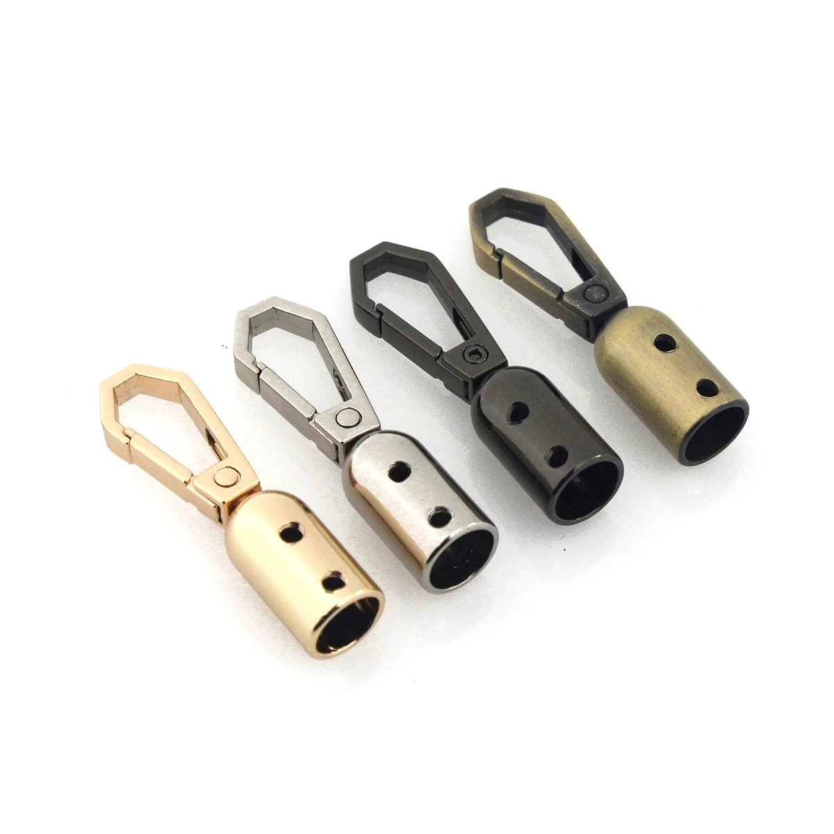 2pcs Metal Fashion Leather Cord Crimps End Tip Caps Connectors Snap Hook Trigger Clasps Clips for Leather Craft Bag Strap Belt