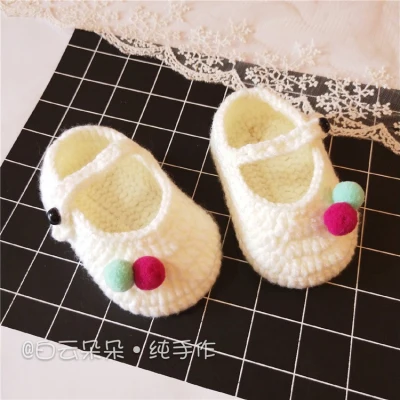 Crochet Bayi Sepatu Bayi Putih Sandal Jepit, Crochet Bayi Sepatu UKURAN 0-12 Bulan Tenunan Tangan Bayi Balita Sepatu