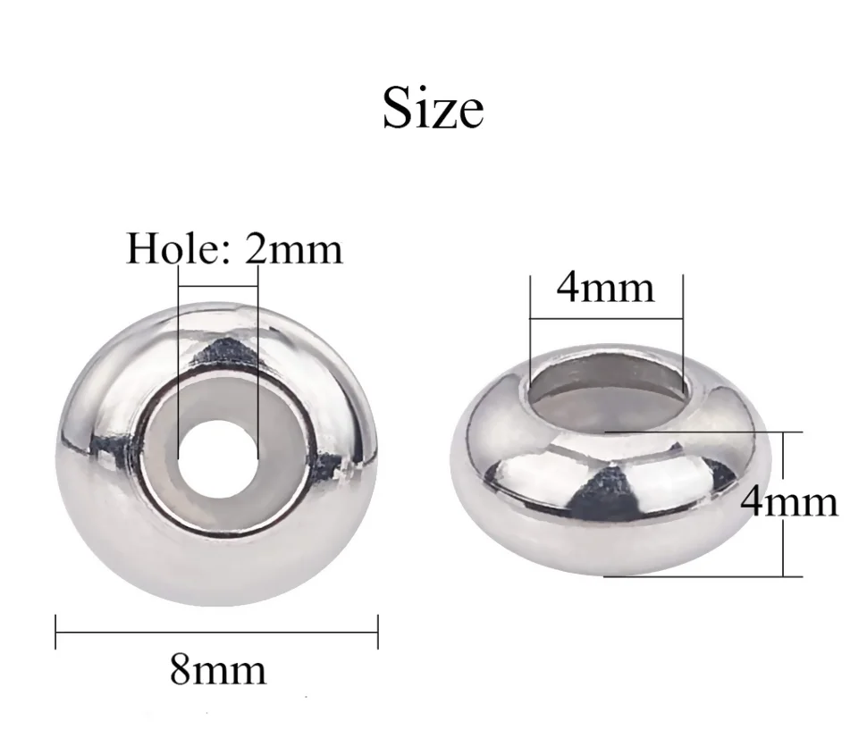 10pcs Stainless Steel Round Spacer Stopper Beads With Rubber Inside Fit Pandora Charms Bracelets Fashion Jewelry