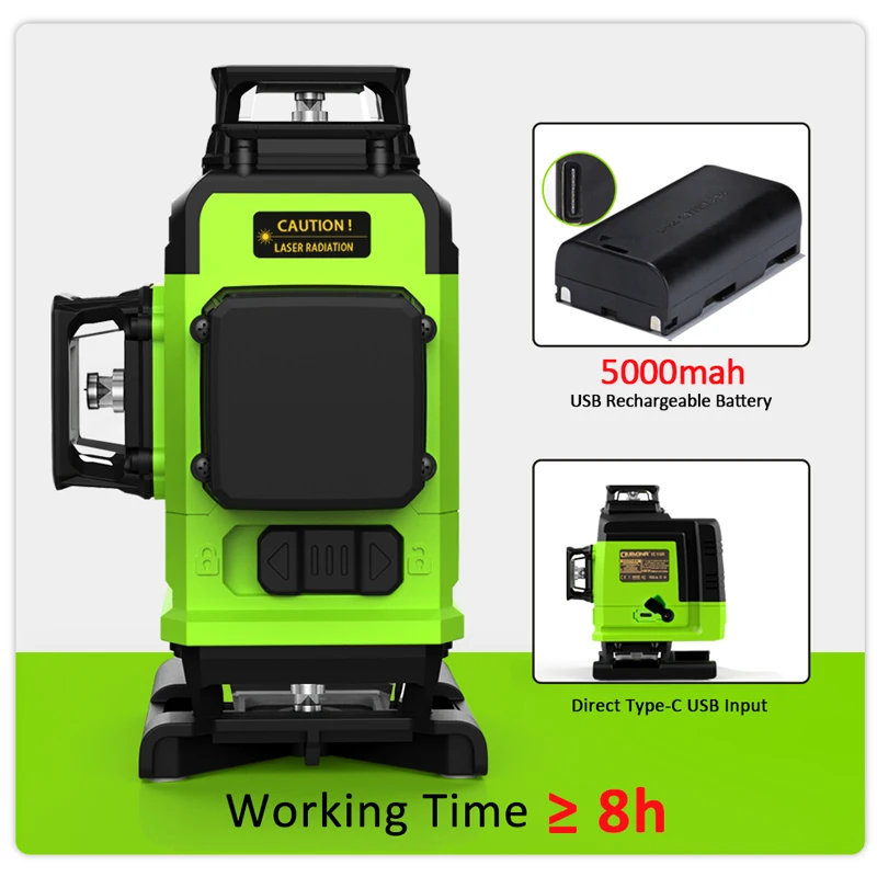 CLUBIONA IE16R 16 Lines 4D Green Beam Laser Level Remote Control German Module With 1.5m Telescopic Tripod & Li-ion Battery