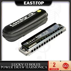 EASTTOP LUCKY 13 Holes PowerDraw armónica instrumentos musicales profesionales con estuche para adultos estudiantes jugadores profesionales