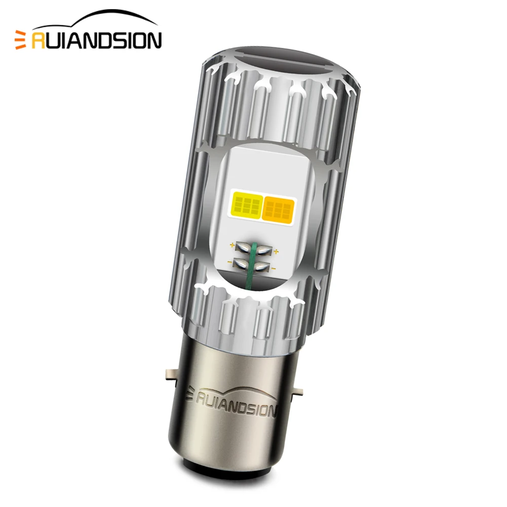 

RUIANDSION 1Pcs BA20d H6 Motorcycle Headlight Motorbike Fog Light Yellow White Switchback 12V-85V 24V 48V 50V 60V COB 2000Lm