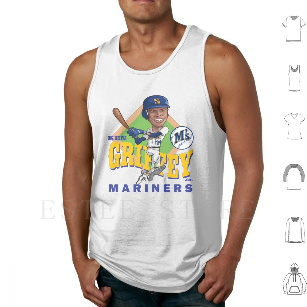 Ken Griffey Jr. Camisetas sin mangas Chaleco Algodón Ken Griffey Jr Junior Béisbol Esclerosis múltiple Seattle Nueva leyenda retro Goat Mvp