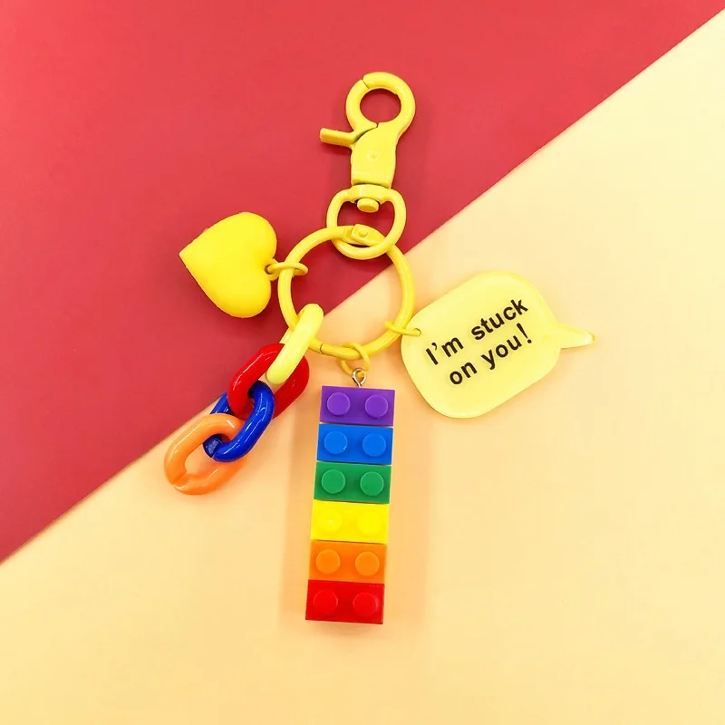 Niedlicher Regenbogen-Baustein, Spielzeug, Ziegel, Herz, Kunstharz, Charms, Anhänger für Ohrringe, Schlüsselanhänger, Dekoration, Modeschmuck, Accessoires – Detail 9