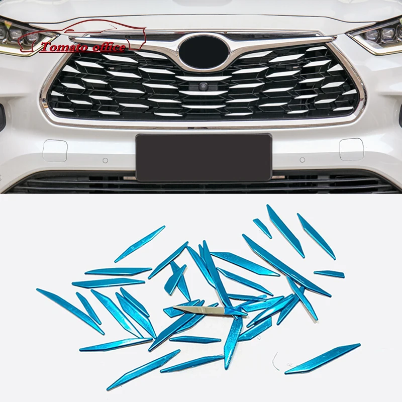 

For Toyota Highlander 2021 2022 Stainless steel Car Head Grille Fence Decoration strip Cover Trim Exterior Accessories 41 PCS