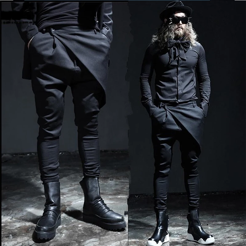 Man Pencil Pants Spring And Autumn New Style Punk Dark Department Personality Contracted Avant-Garde Modern Slim Pants