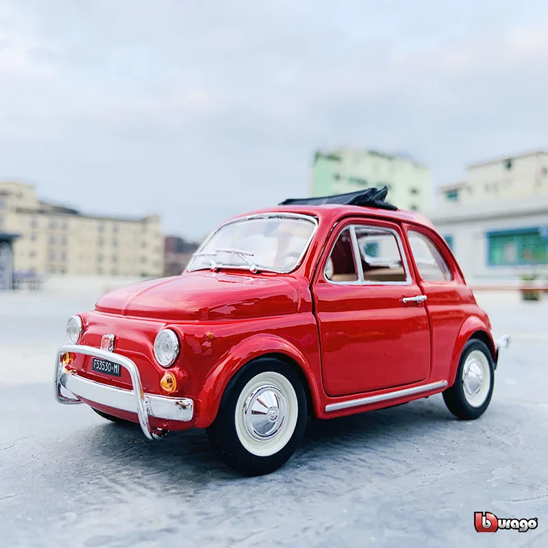 Bburago 1:24 1968 Fiat 500L simulation alloy car model crafts decoration collection toy tools gift