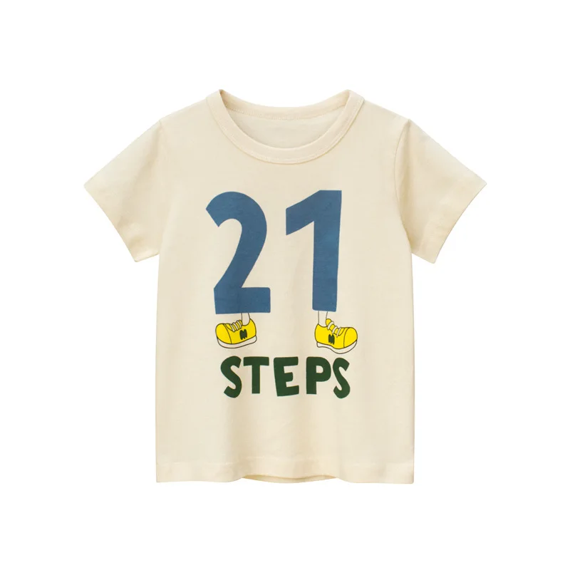 2022 Summer Children T-Shirts Clothes for Boys Girls Letter Dinosaurs Cartoon Number Short Sleeve Tops Baby Tees Bottoming Shirt