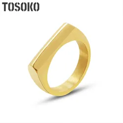 TOSOKO Geometric Edge Design anello in acciaio inossidabile Hip Hop per regalo di gioielli da donna BSA280