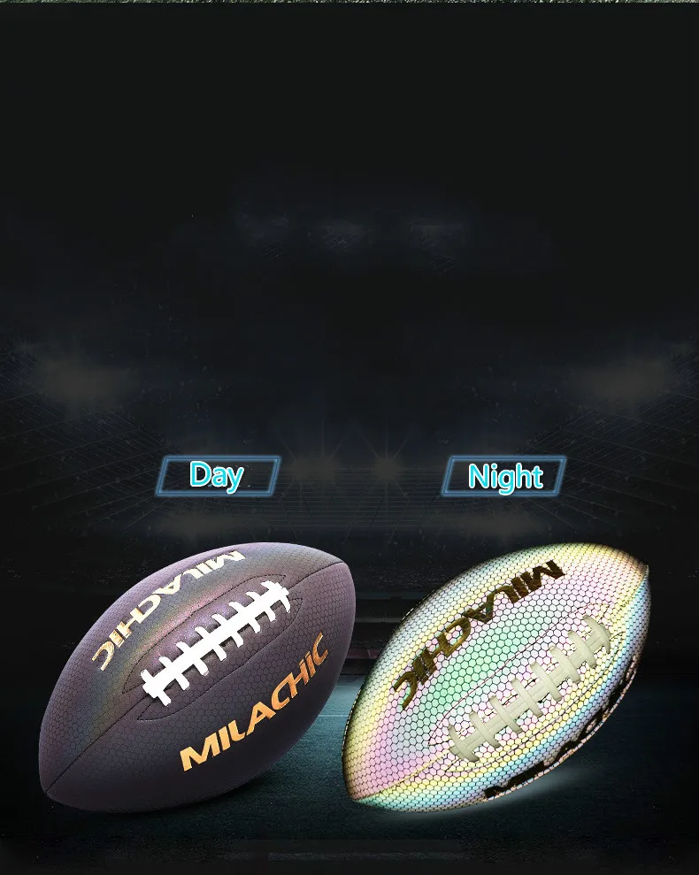 American Football Luminous Reflective Rugby Ball ballon de foot for special rugby for youth adult rugby game bola de futebol