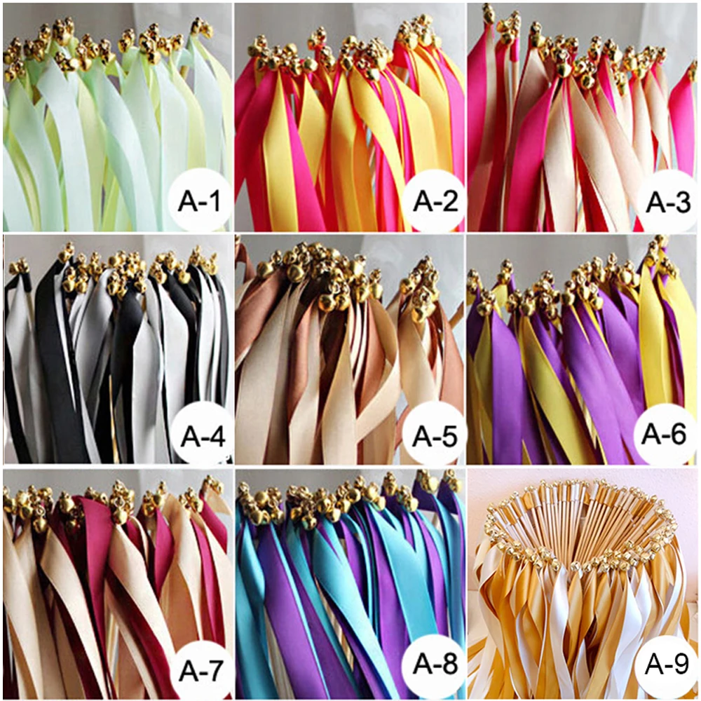 50Pcs/Set Twirling Wands Wedding Party Favor Sticks with Bell Bride Groom New Multi colors high quality Party Supplies