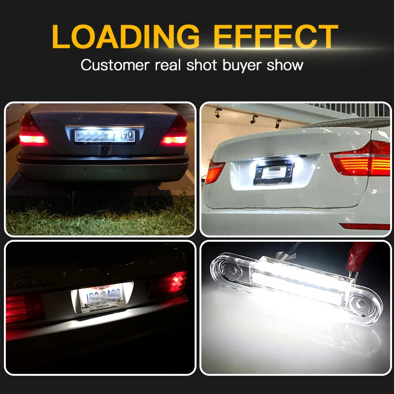 For Benz E-Class W124 190 W201 C-Class W202 Car Rear white LED license plate light number plate lamp