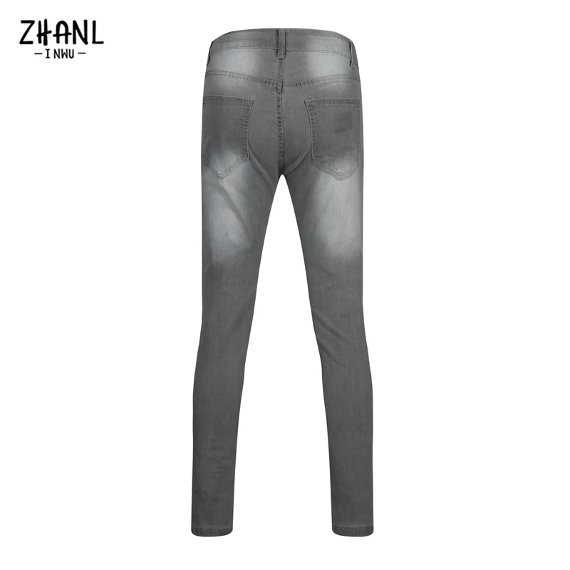 Fashion Men Ripped Skinny Stretch Patchwork Black jeans Grid Beggar Patches Slim Fit Denim Pencil Pants Painting Jogging Jean