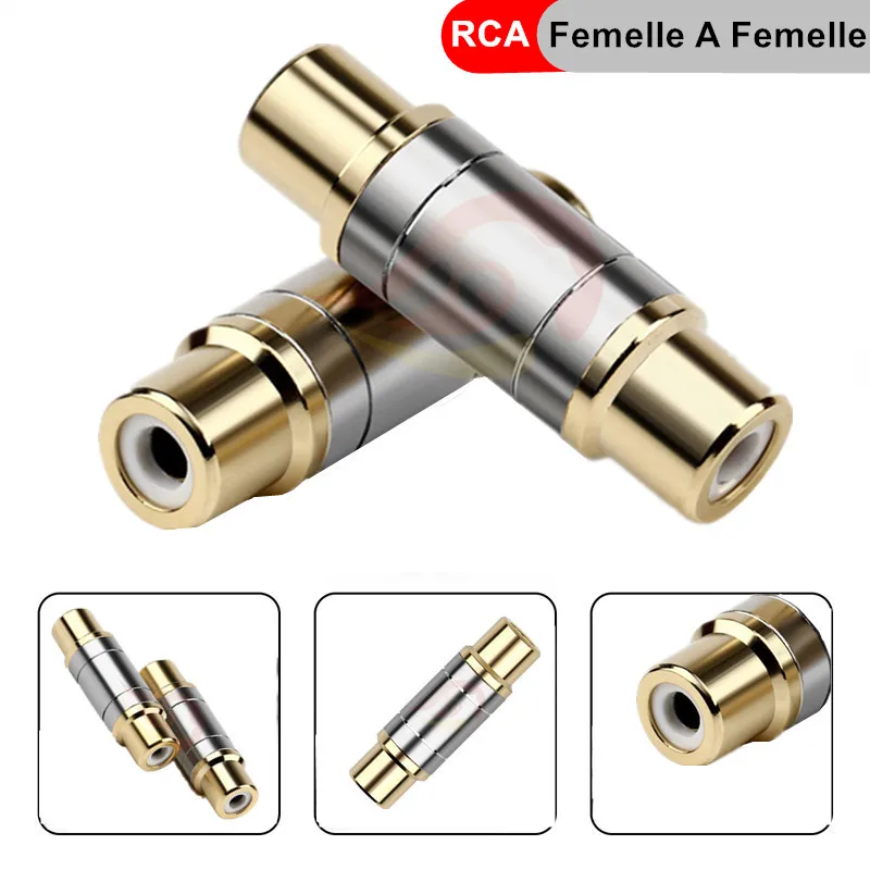 Connecteurs RCA Double Femelle A Femelle De Haute Qualité Adaptateur Droit Plaqué Or Extension De Câble De Haut-Parleur2/4/5PCSS