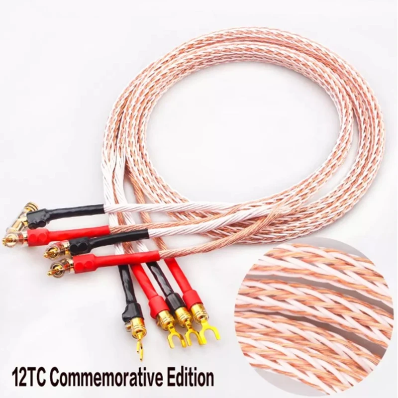 Audio Hifi 8TC OCC haut de gamme HIFI en forme de pistolet plaqué or en forme de R en forme de Y pelle fiche banane câble de haut-parleur 24 cœurs sans boîte
