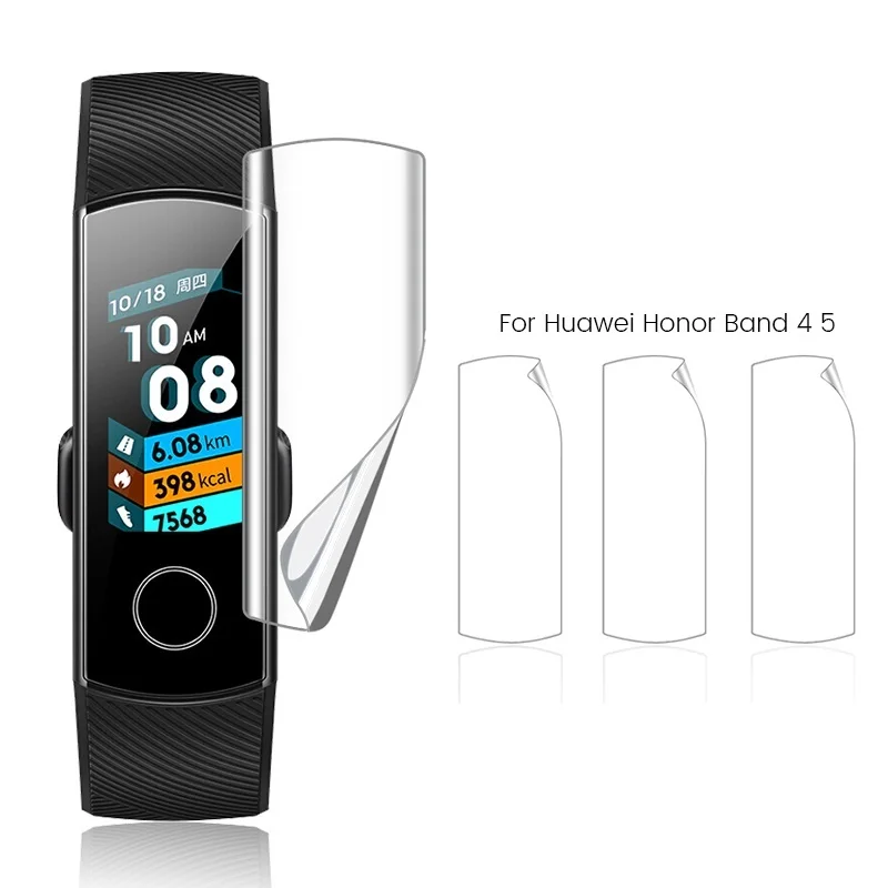 2 pçs filmes macios honra banda 5 protetor de tela filme para huawei honra banda 4 band4 band5 pulseira relógio inteligente não vidro temperado