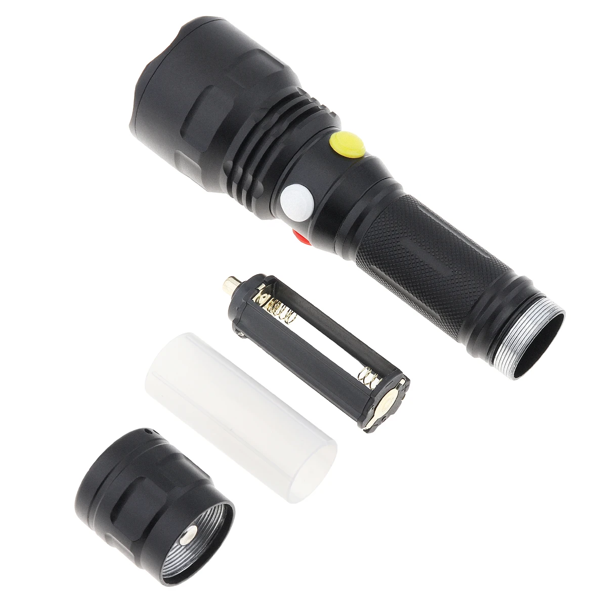 SecurityIng 4 in 1 Colorful Waterproof Tactical Flashlight White Red Green Yellow Light Led Torch Rechargeable for Hunting Hike