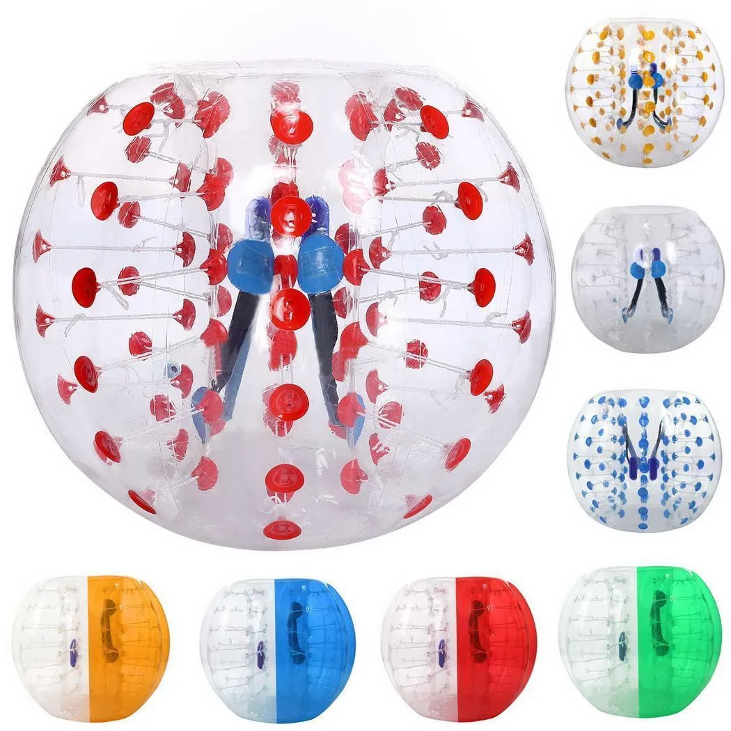HIBADOU Aufblasbarer Blasen-Fußball-Zorb-Ball, 1,7 m, Stoßstangenball, 100 % TPU-Material, aufblasbarer Blasenfußball für Erwachsene – Detail 1