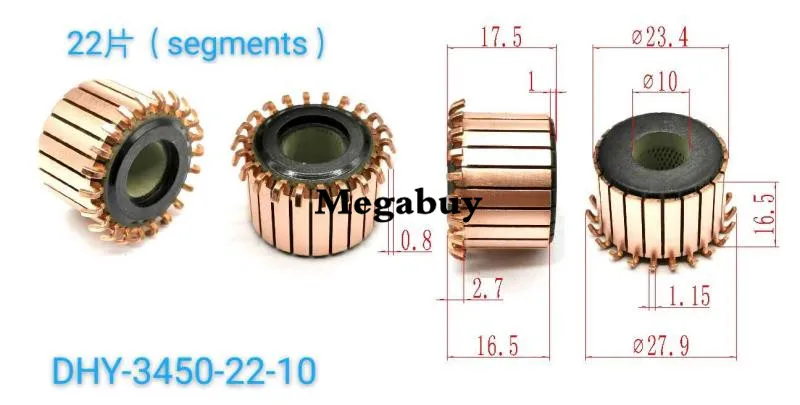 10x23.4x17.5mm 22p Copper Bars Alternator Electric Motor Commutator Copper Commutator  Armature Commutator