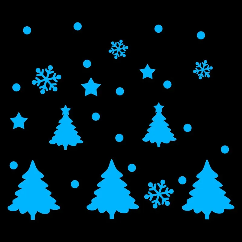 Glow in Dark Christmas Tree Happy New Year Luminous Snowflake Decorations Shop Window Glass Home DIY TV Background Wall Stickers
