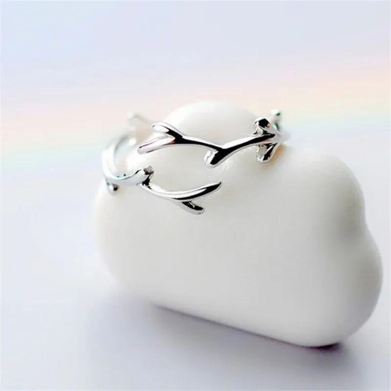 Women's Antler Branch Opening Ring, 925 Sterling Silver
