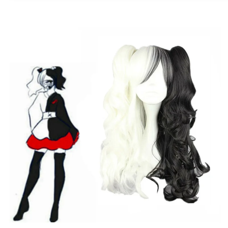 Anime Danganronpa Monokuma Cosplay Costumes Dangan Ronpa Kimono Pinafores Dresses Women Halloween Party Costume Wig