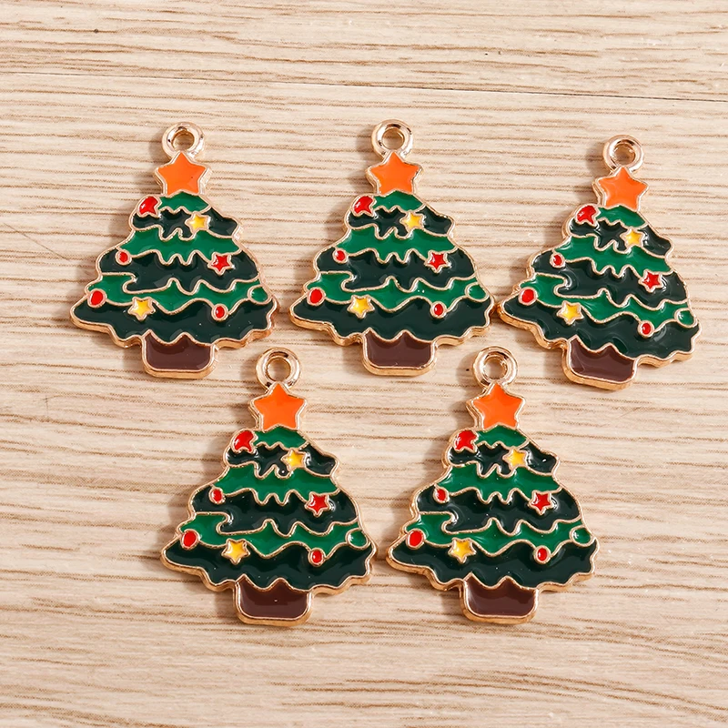 10 Stück Emaille Charms Weihnachten Charms für Schmuckherstellung Tier Hirsch Weihnachtsmann Baum Glocke Charms Anhänger für DIY Halsketten Geschenk – Detail 29