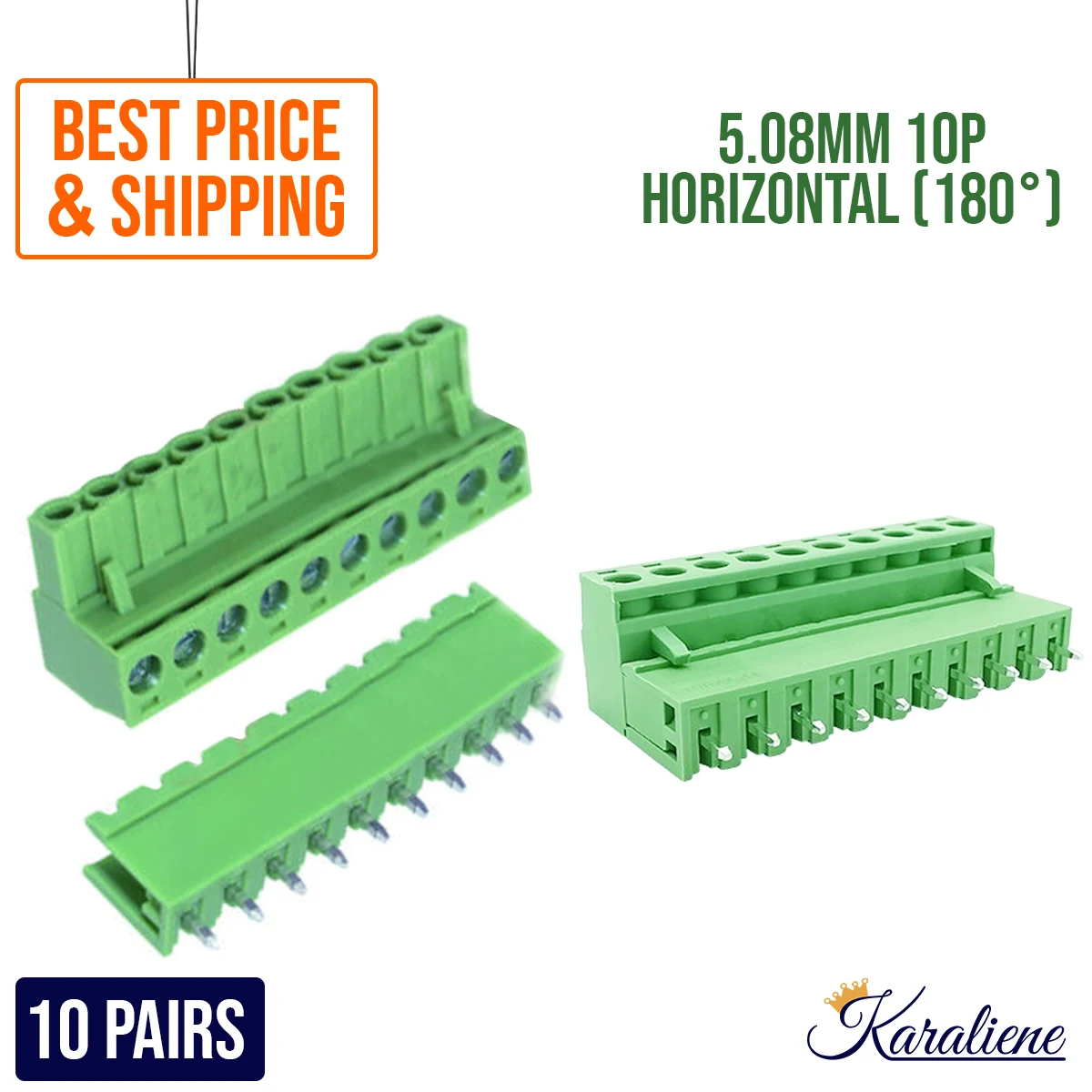 2EDGK-5.08-10P 2EDGV-5.08-10P 2EDGR-5.08-10P 10Pin Screw Terminal Block 5.08MM Pitch Plug Socket for PCB 10SETS