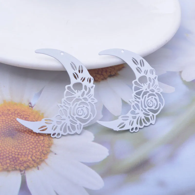 30 Stück AB6787 35*31mm Messing Bemalte Mond- und Blumenanhänger DIY Schmuck Ohrring-Zubehör – Detail 10