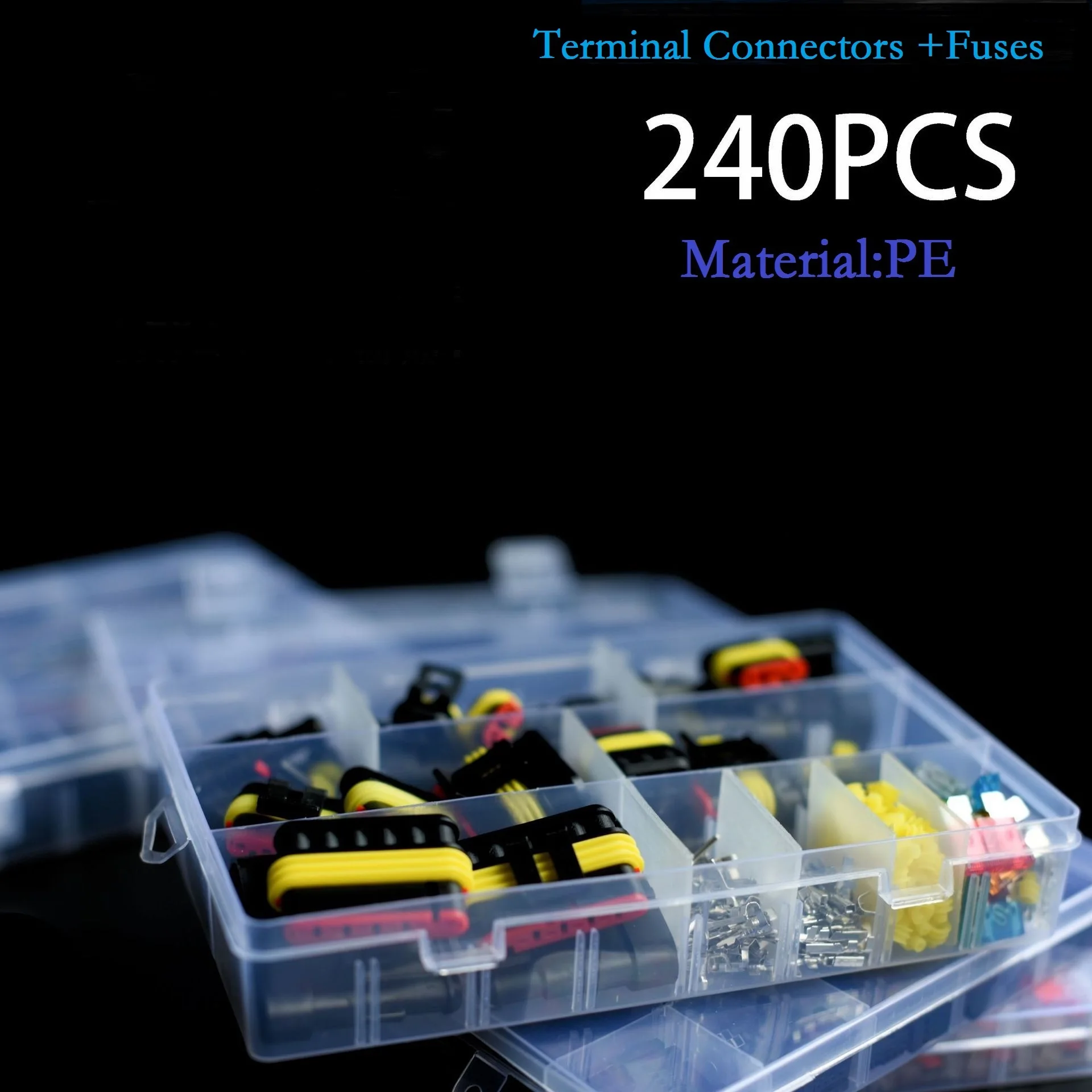 

240Pcs Superseal AMP Tyco Waterproof 12V Electrical Wire Connector Sets Kits with Crimp Terminal and Car Fuse small medium size