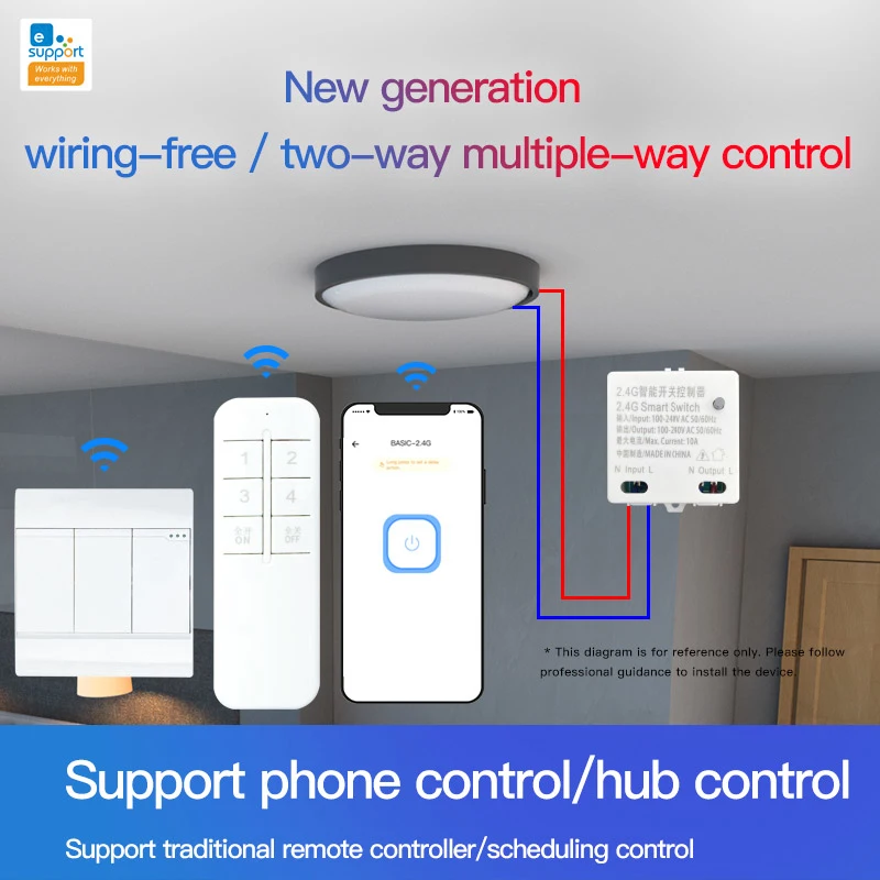 BASIC-2.4G Smart Switch Ewelink APP/WeChat Applet Remote Control Smart Home Automation Module Work With Ewelink 2.4G Gateway