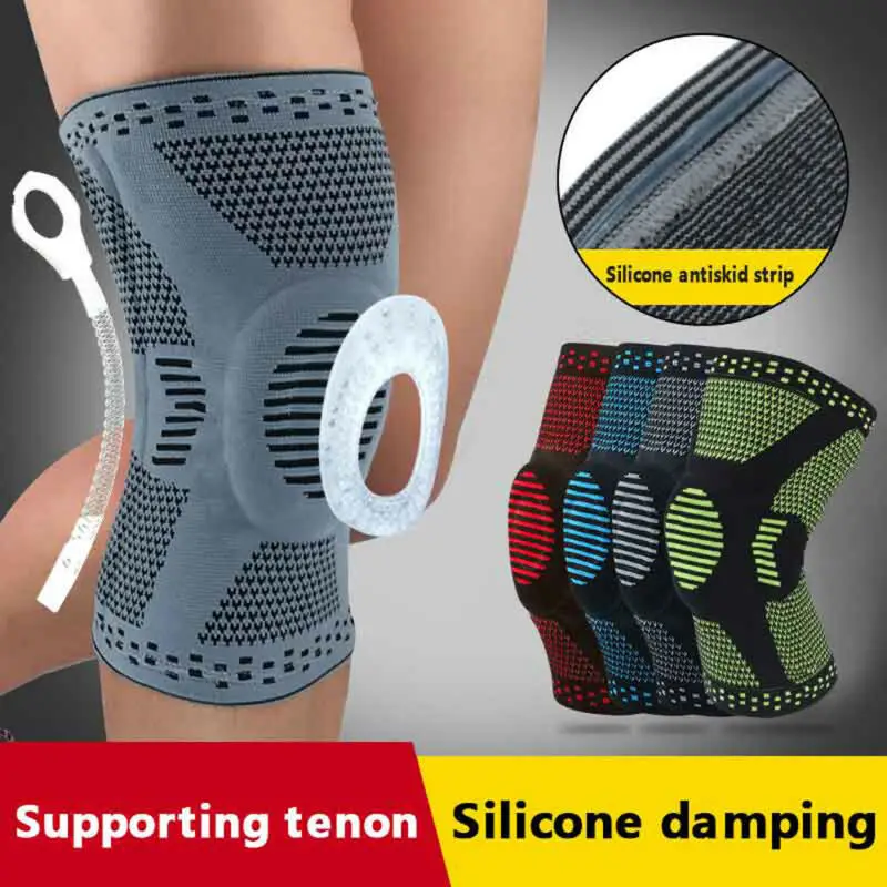 

Spring Support Silicon Padded Knee Pads Support Brace Meniscus Patella Protector Sports Safety Protection Volleyball Kneepad