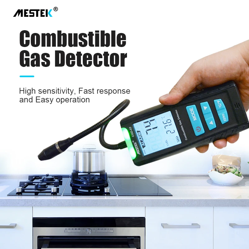 MESTEK Gas Analyzer Combustible Gas Detector Handheld Carbon Monoxide Meter Portable CO CH4 Gas leak Detector Gas Monitor Tester