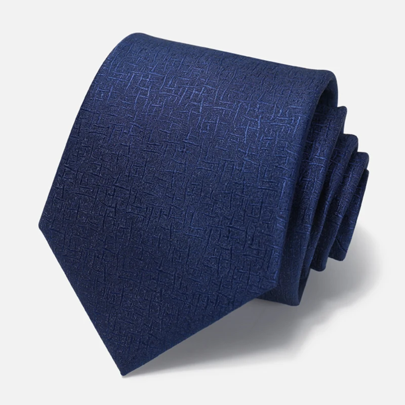 New High Quality 8CM Wide Navy Blue Business Tie For Men Fashion Dress Suit Polyester Silk Zipper Necktie Cravat With Gift Box