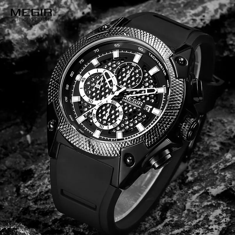 MEGIR Army Quartz Watches Men Top Brand Luxury Chronograph Watch Man Waterproof Sports Wristwatch Relogio Masculino Clock 2127