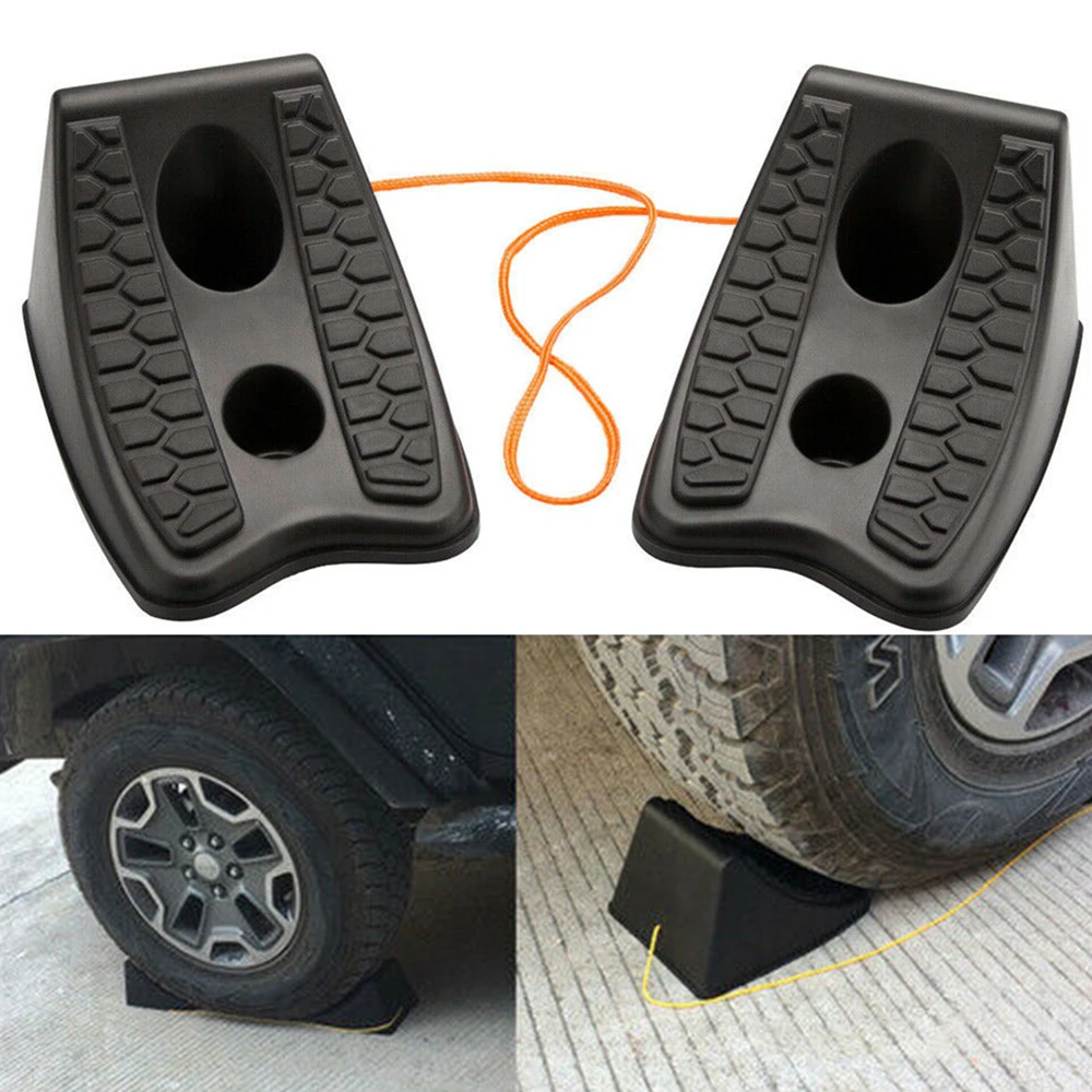 2pc Heavy Duty Wheel Chocks Stop Tire Camper Trailer Car Truck Stopper Block Auto Accessories