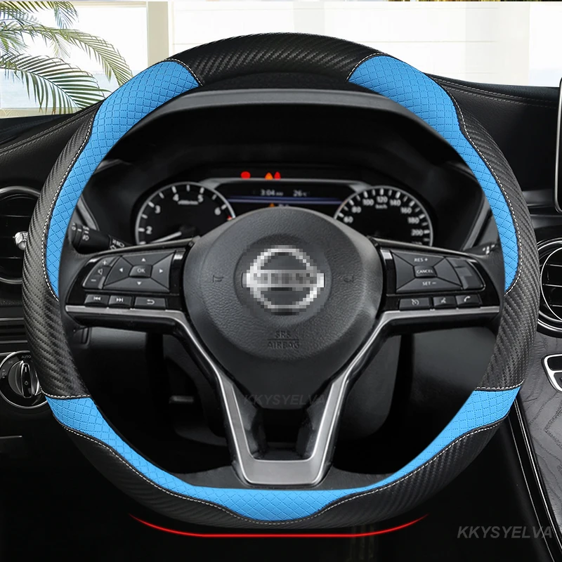 Carbon Fiber Car Steering Wheel Cover for Nissan Qashqai Juke Primera Versa Almera Terrano Kicks March Murano 350z Terrano NV200