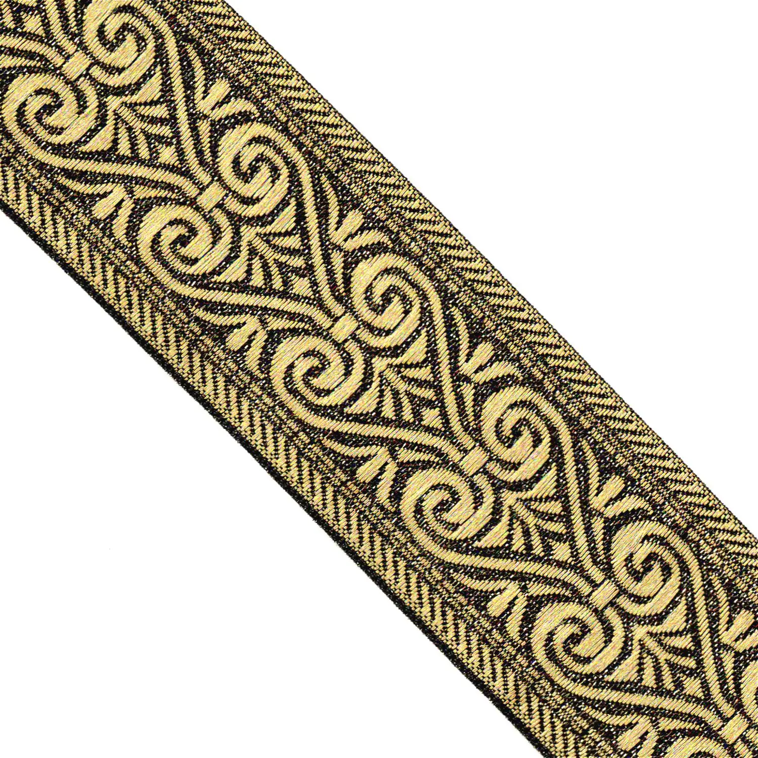 ZERZEEMOOY largo 50 MILLIMETRI 10 yard/lot Poliestere Tessuto Jacquard Nastro Nero Oro Disegno Geometrico per la Tenda E Abbigliamento accessorio