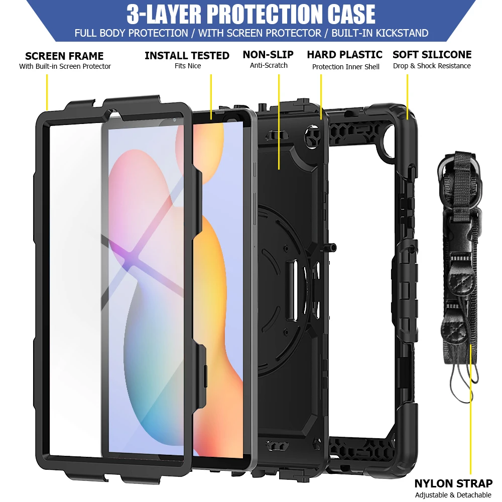 Heavy Duty Tablet Case For Samsung Galaxy Tab S6 Lite 10.4 2021 A7 Lite S7 Plus S7 FE 12.4 Tab A 10.1 T510 T580 TPU Tablet Cover