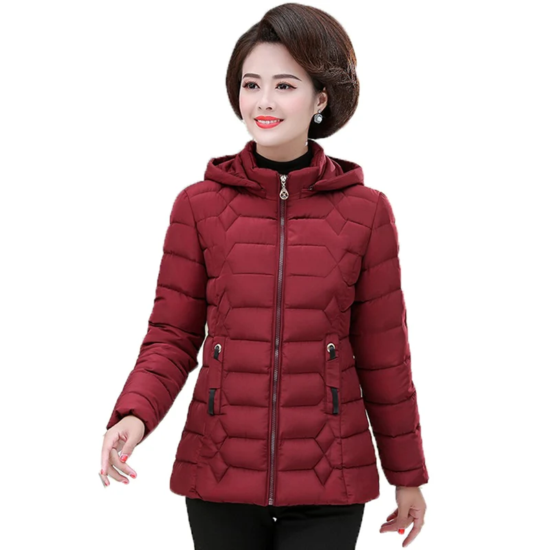 

Middle-aged and Elderly Women's Cotton Coat New 2022 Winter Jackets Hooded 5XL Fashion Women Padded Jacket Parkas 5XL