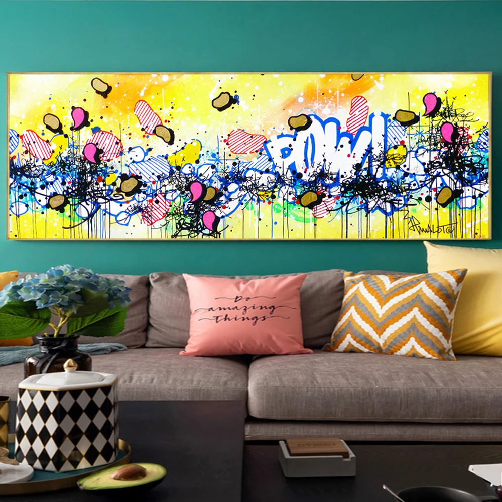 

Modern Street Pop Art Graffiti Poster Pow Abstract Canvas Painting Print Wall Picture For Living Room Home Decoration Frameless
