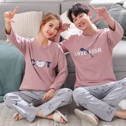 Ensembles de pyjamas en coton à manches courtes pour hommes et femmes, vêtements d'intérieur, pyjamas de dessin animé, chemise de nuit pour couple, amoureux, maison