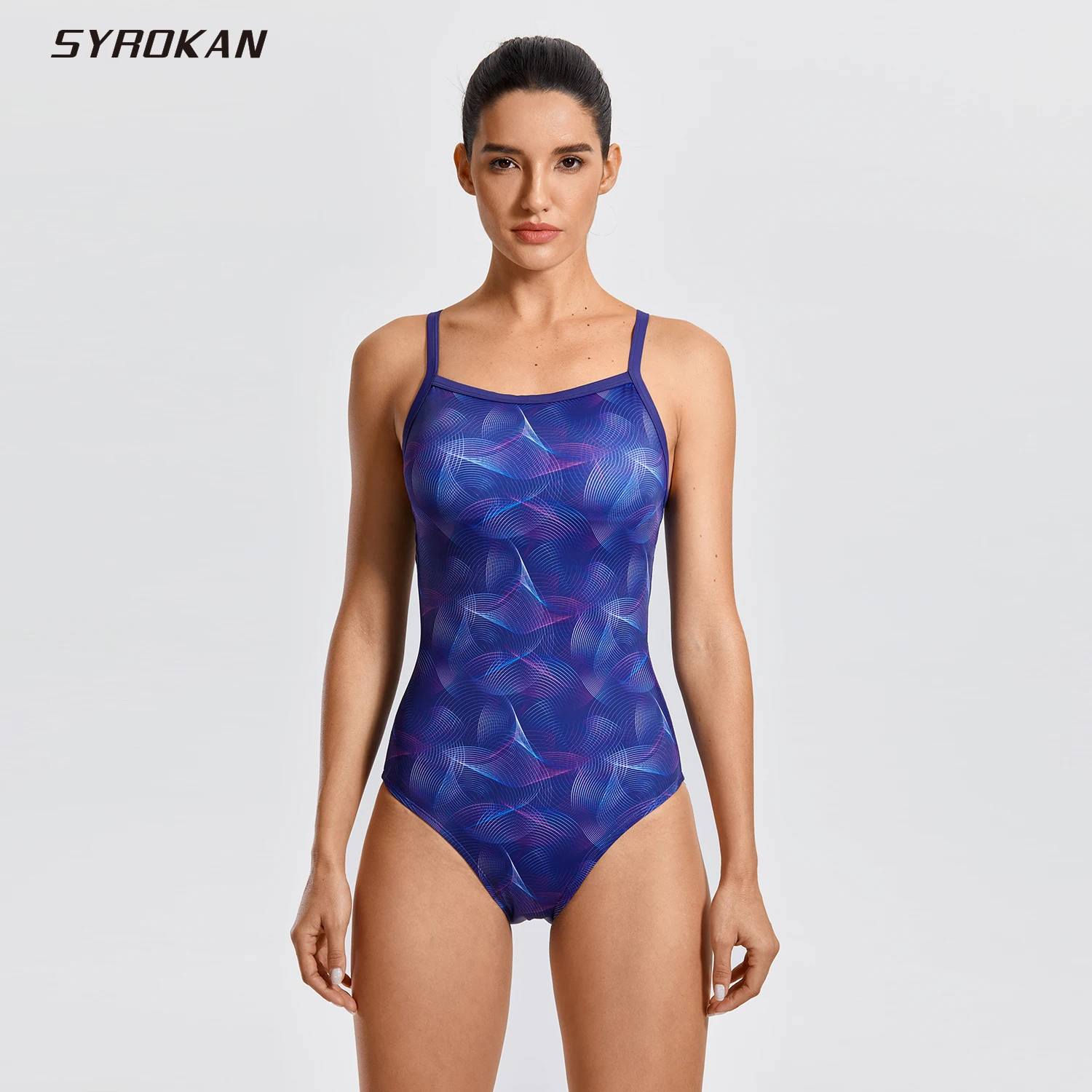 SYROKAN Women's Basic Sleek Solid Elite Training Sport Athletic One Piece Swimsuit