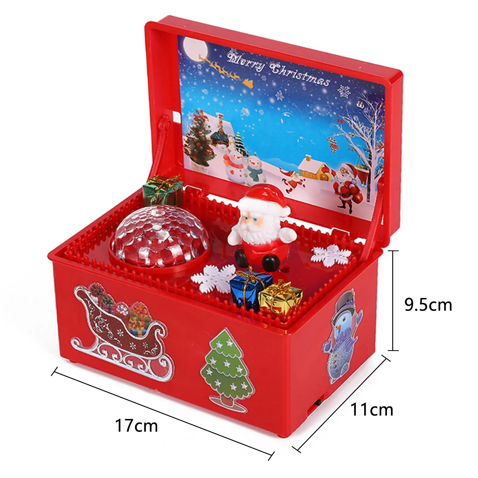 Caja de música de árbol de Navidad, caja Musical de madera giratoria de cuerda para niños, amigos, adornos para niños de Año Nuevo, regalos para niñas