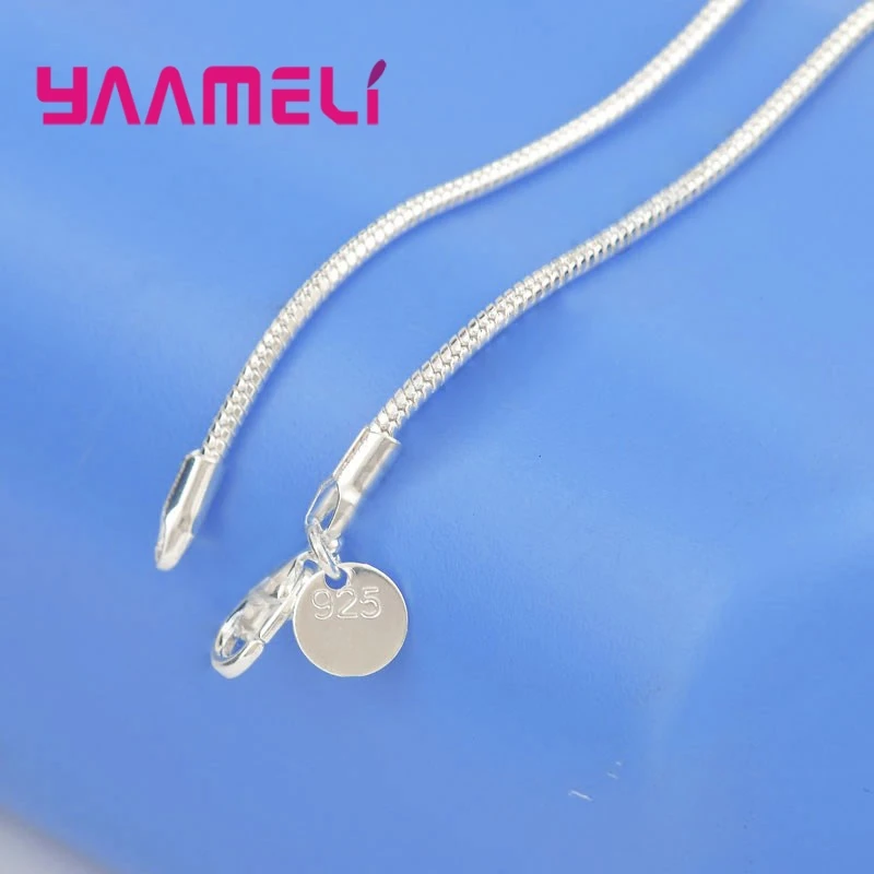 2MM 16-24 Inch Fashion Charm 925 Sterling Silver Smooth Snake Necklace Chain Male Female Jewelry Fit For Pendant HOT SALE