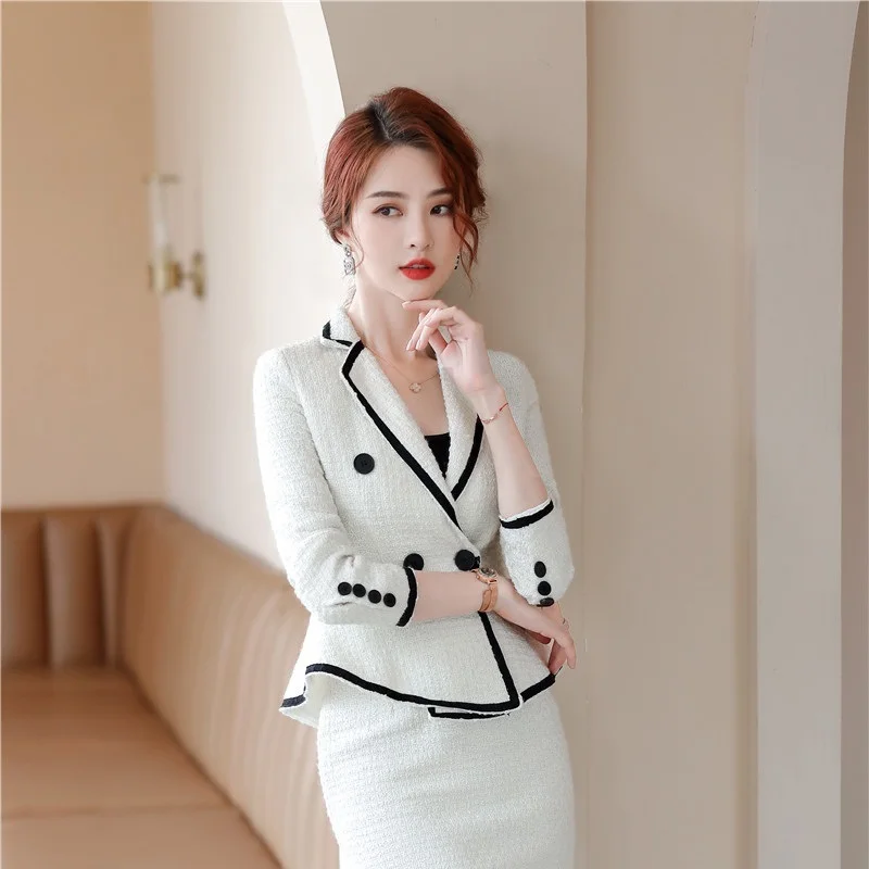 

Women's jacket Fashion Double Breasted Coat OL Styles Fall Winter Blazers for Women Business Work Blaser Outwear Tops Plus Size