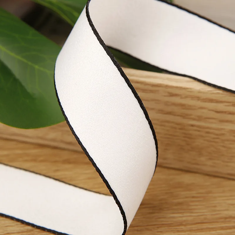 Imagem -03 - Classic Cotton Polyester Ribbons Black White para Acessórios de Cabelo do Chapéu Material Vestuário Pano Sewing Thick Grosgrain Tape 25 mm