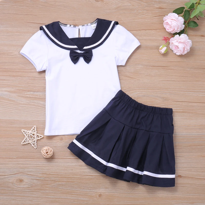 

Summer Suit School Style Top+Skirt 2Pcs Children's Cothing Kids Clothes Girls Children Clothes Girl Cothing Sets