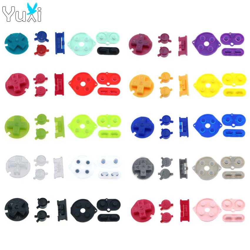 

YuXi Plastic Power ON OFF Buttons Rubber Conductive Buttons Silicone Pad For Gameboy Color GBC D-pad A-B Start Select Keypad